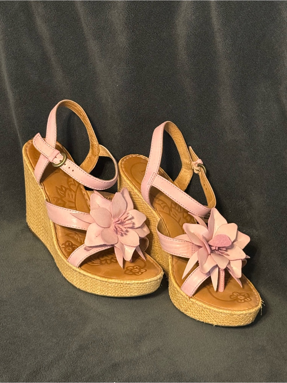 Born Pink Floral Espadrille Wedge Sandals